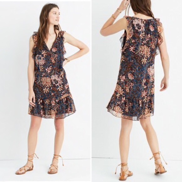 Madewell Dresses & Skirts - Madewell | Lily Ruffle Dress in Sea Floral